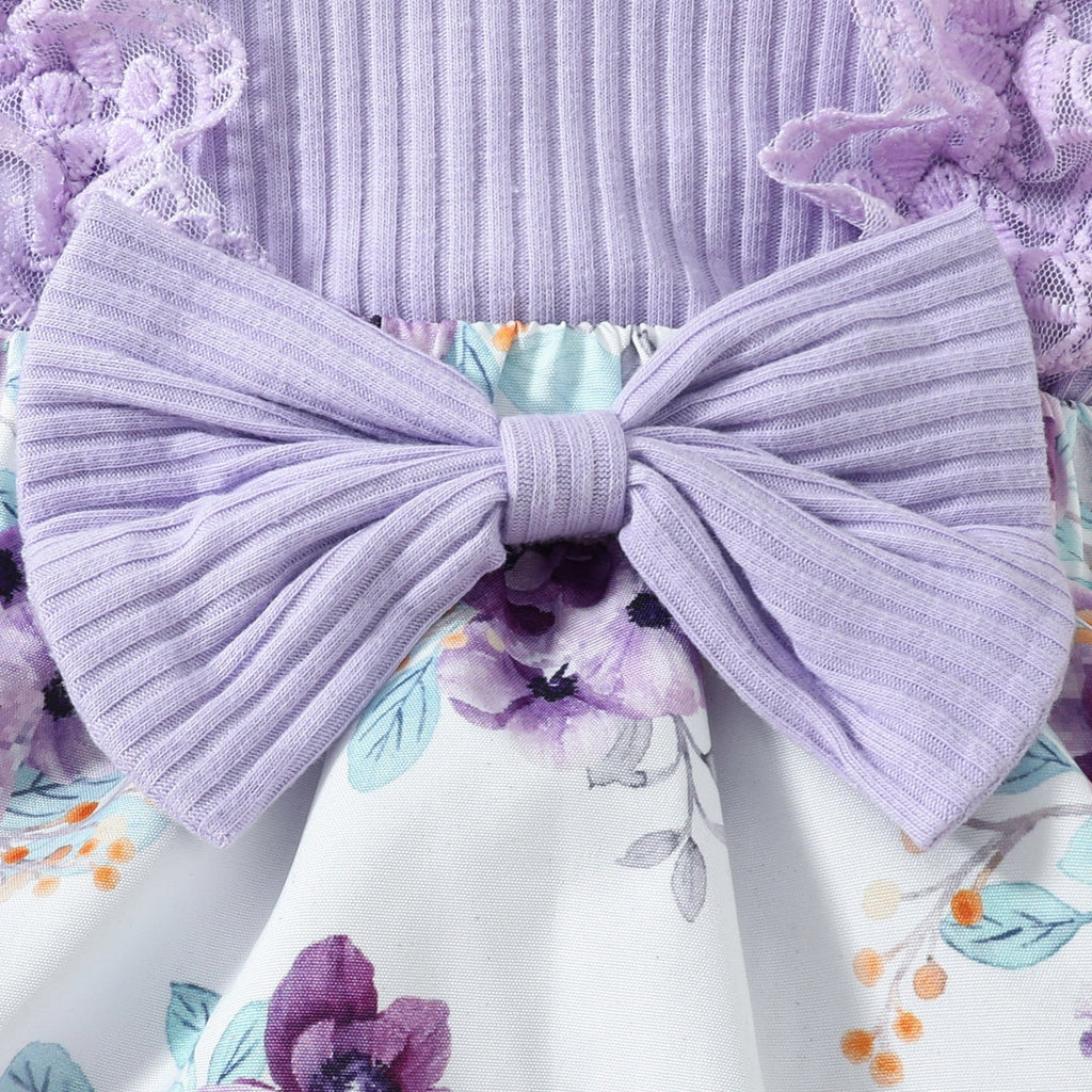 Utoimkio Toddler Baby Girl Dress Floral Print Casual Beach Sundress Princess Skirt Clothes Summer Outfits Newborn Dresses with Bowknot