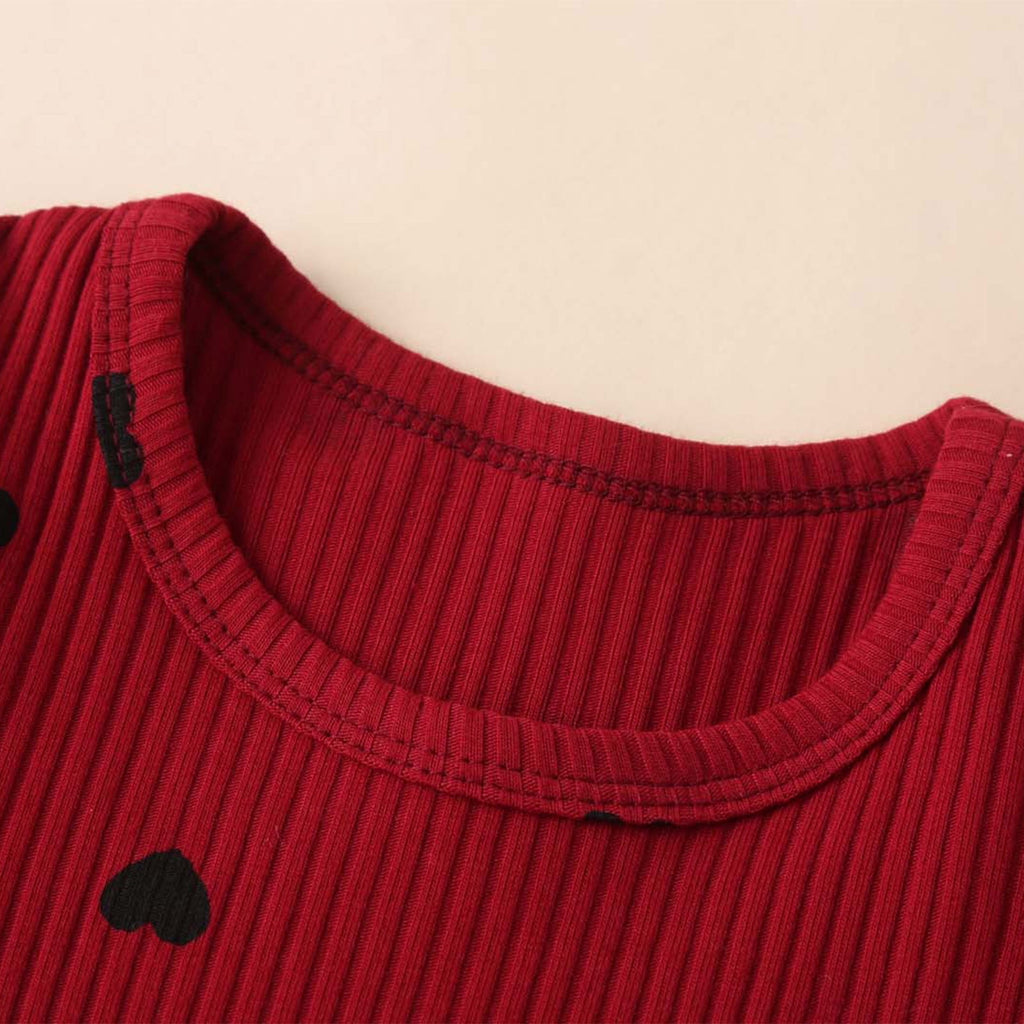 BLVB Newborn Baby Girl Clothes Ruffle Long Sleeve Romper Tops Pants Headband Infant Cute Heart Print Fall Outfits