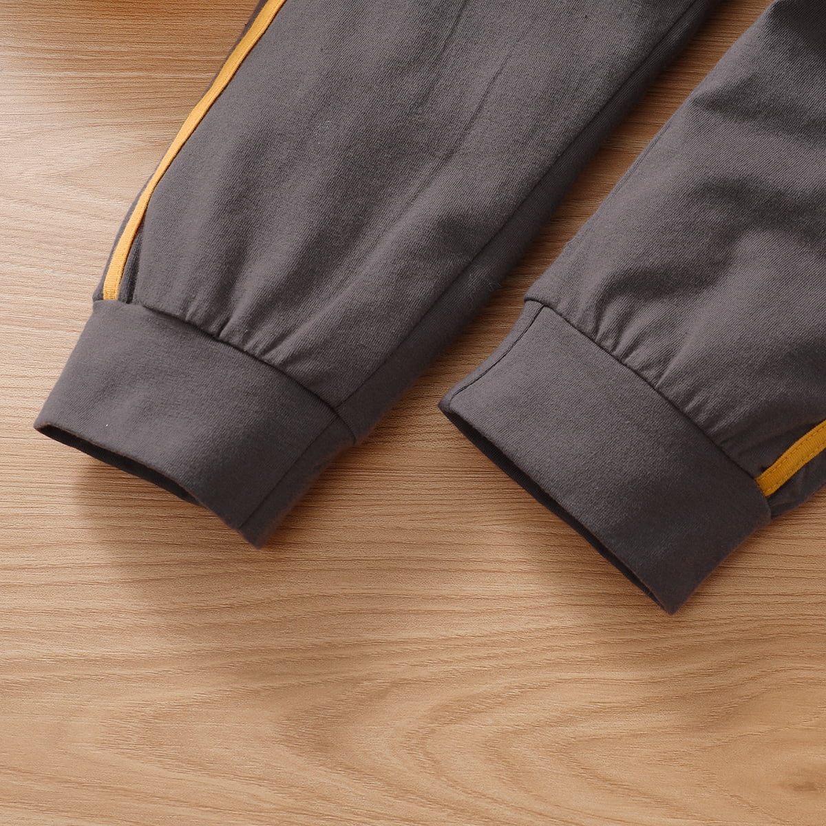 KIMI BEAR Infant Boys Outfits 18 Months Infant Boy Autumn Winter Outfits 24 Months Infant Boy Cozy Color-block Hooded Long Sleeve Top + Pants 2PCs Set Yellow