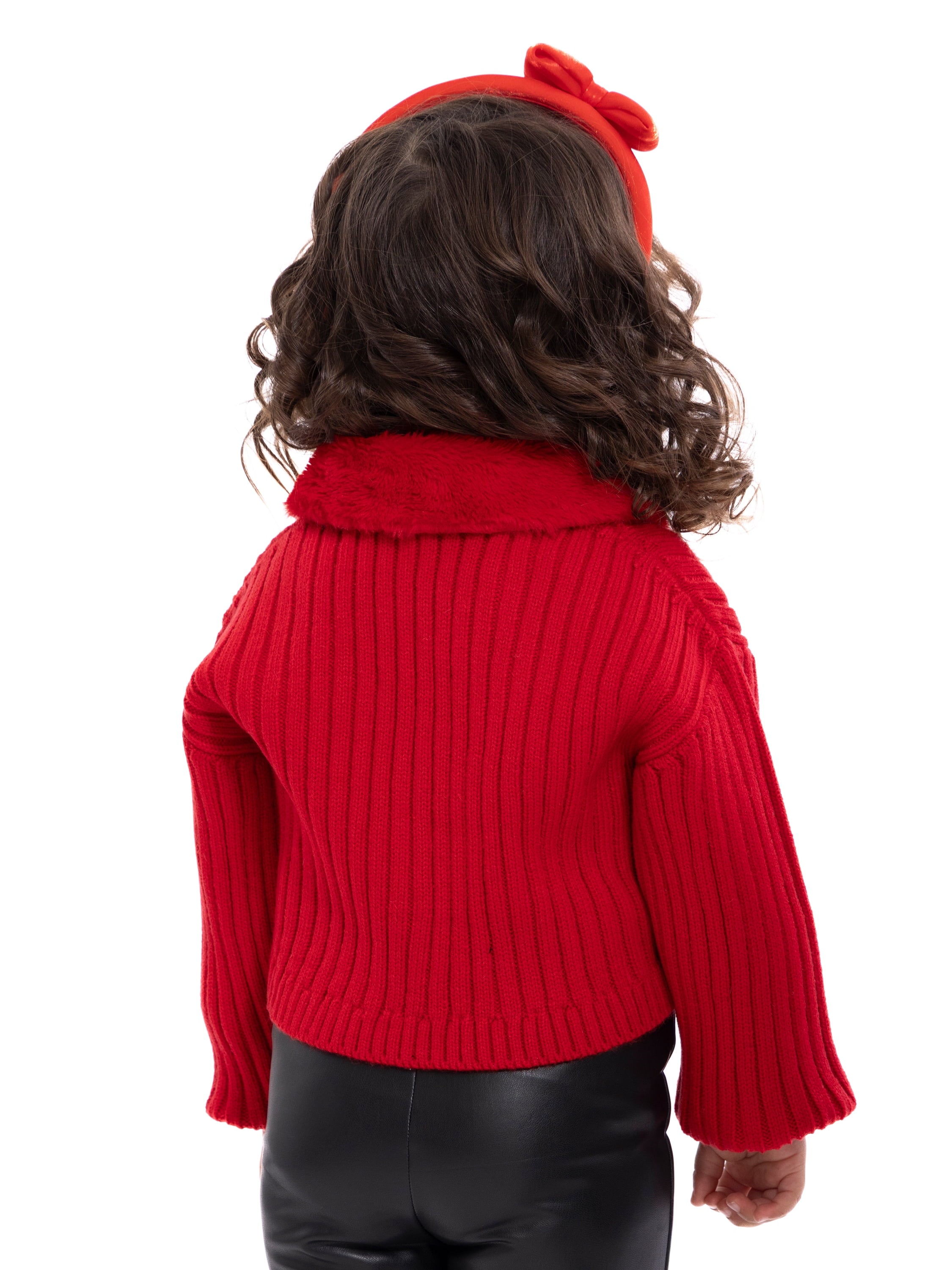 Wonder Nation Toddler Girls Cardigan Sweater with Faux Fur Collar, Lightweight, Sizes 12M-5T