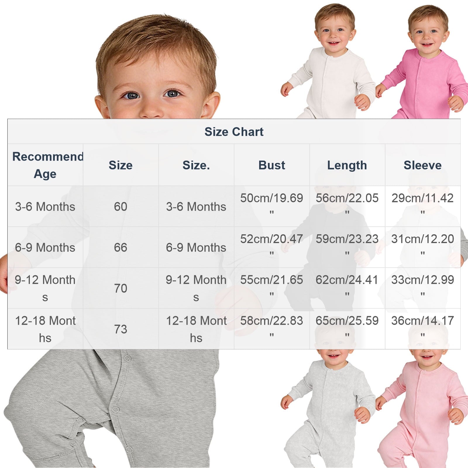 Baby Infant Onesies Soft Cotton Knit Bodysuit Toddlers Newborn Clothes 3M-18M Long Sleeve Button Up Rompers (12-18 Months, Gray)