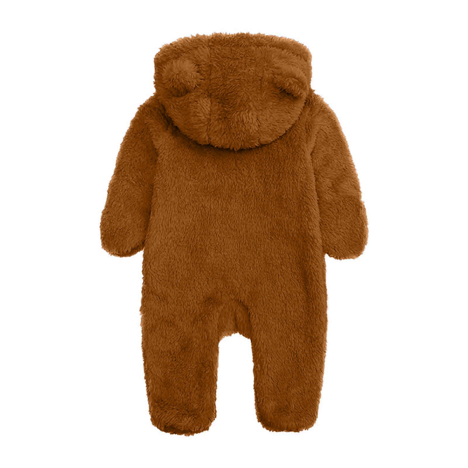 ZyeKqe Winter Baby Clothes Warm Fleece Thick Onesie Ear Hooded Jumpsuits Newborn Boys Girls Romper Kids Coats Jackets