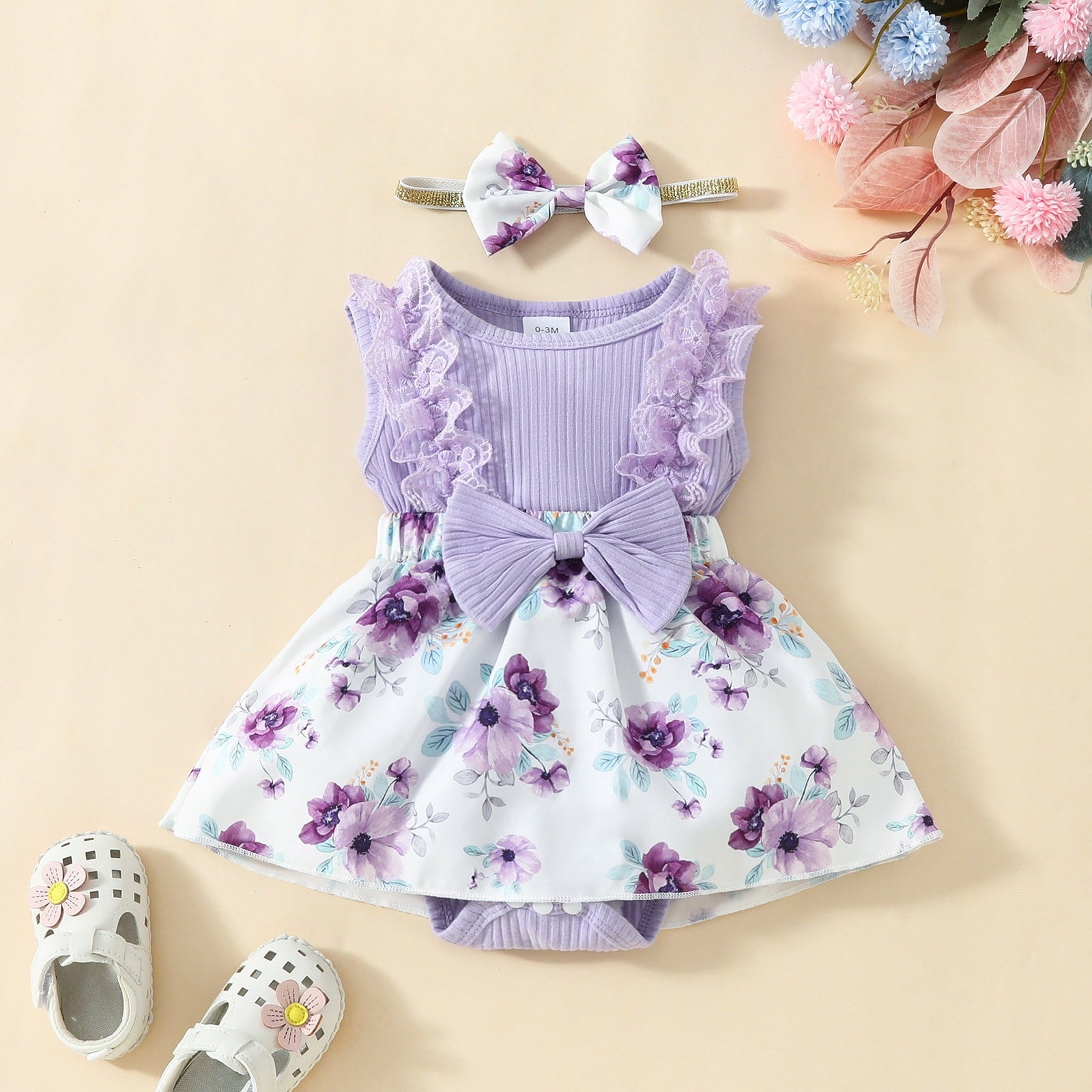 Utoimkio Toddler Baby Girl Dress Floral Print Casual Beach Sundress Princess Skirt Clothes Summer Outfits Newborn Dresses with Bowknot