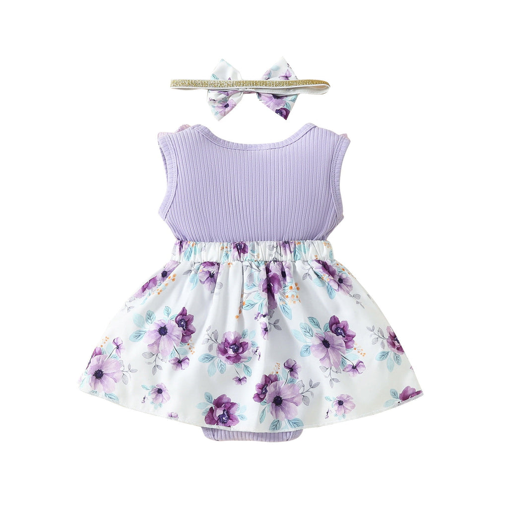 Utoimkio Toddler Baby Girl Dress Floral Print Casual Beach Sundress Princess Skirt Clothes Summer Outfits Newborn Dresses with Bowknot
