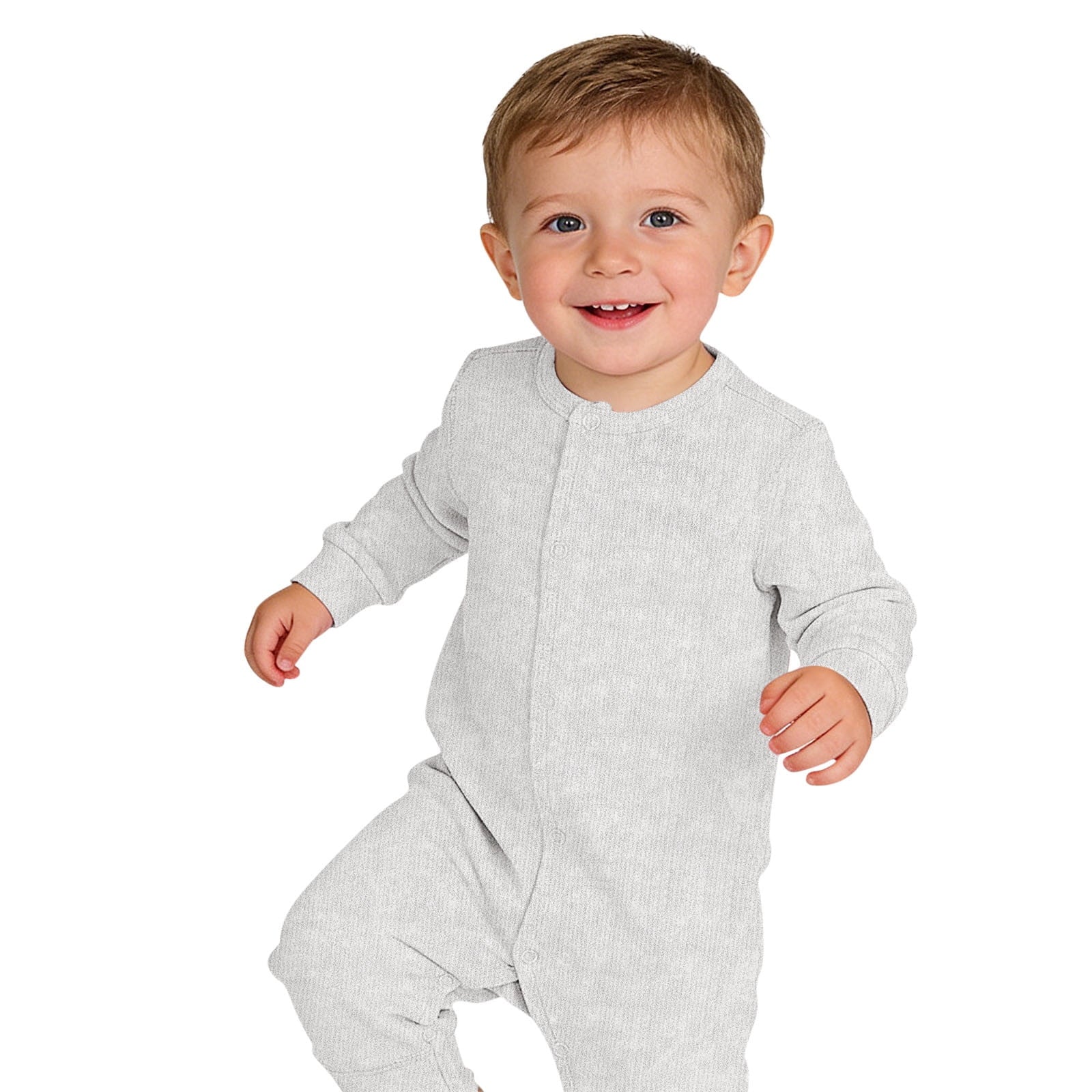 Baby Infant Onesies Soft Cotton Knit Bodysuit Toddlers Newborn Clothes 3M-18M Long Sleeve Button Up Rompers (12-18 Months, Gray)