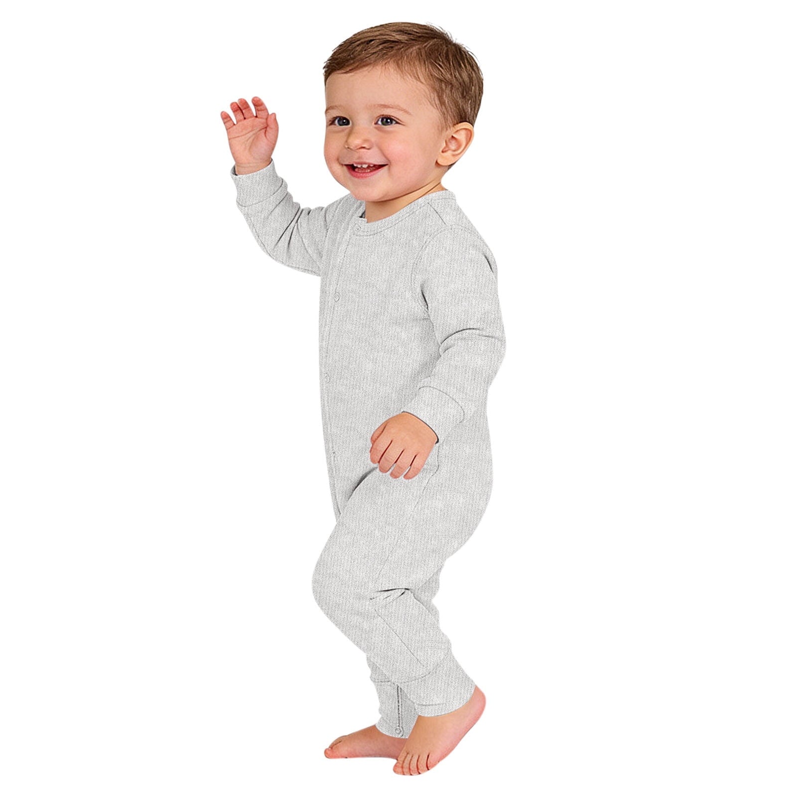 Baby Infant Onesies Soft Cotton Knit Bodysuit Toddlers Newborn Clothes 3M-18M Long Sleeve Button Up Rompers (12-18 Months, Gray)