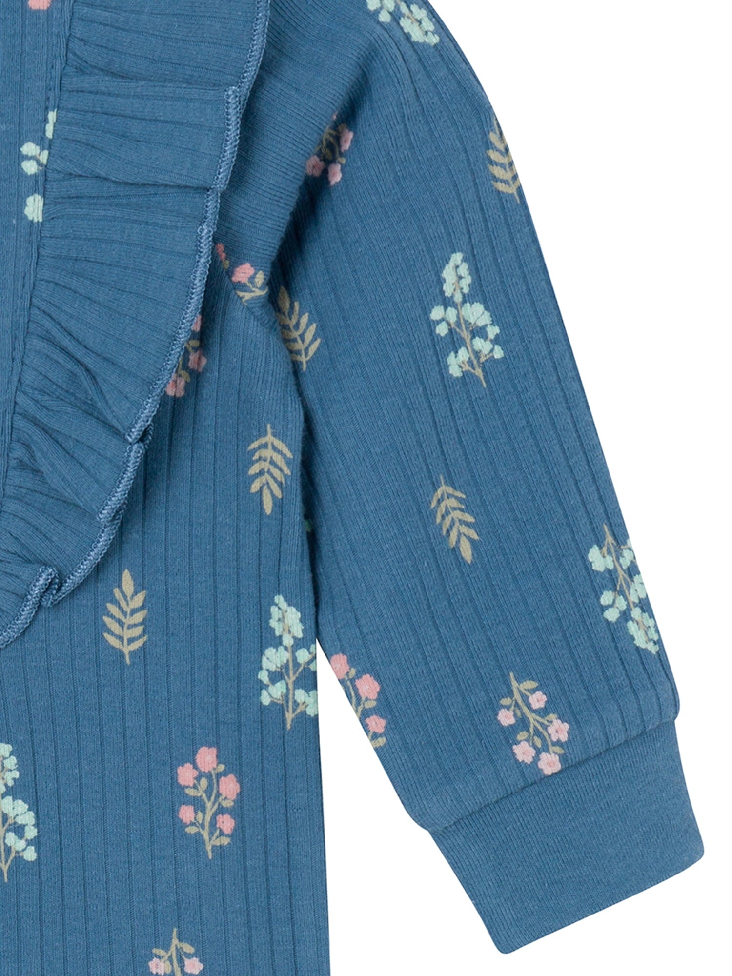 Gerber Baby Girl Long Sleeve Romper with Ruffles, Sizes Newborn - 24 Months