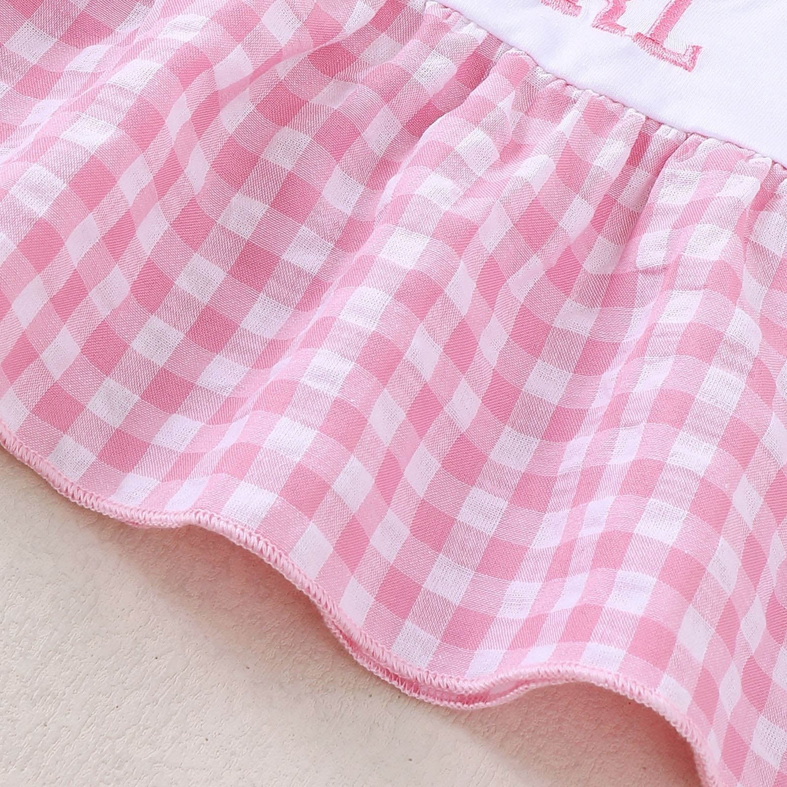 Zanarzt Baby Girl Clothes Newborn Spring Toddler Baby Girl Summer Clothes Daddys Girl Plaid T Shirt Top Shorts Set Outfit Pink,12-18 Months
