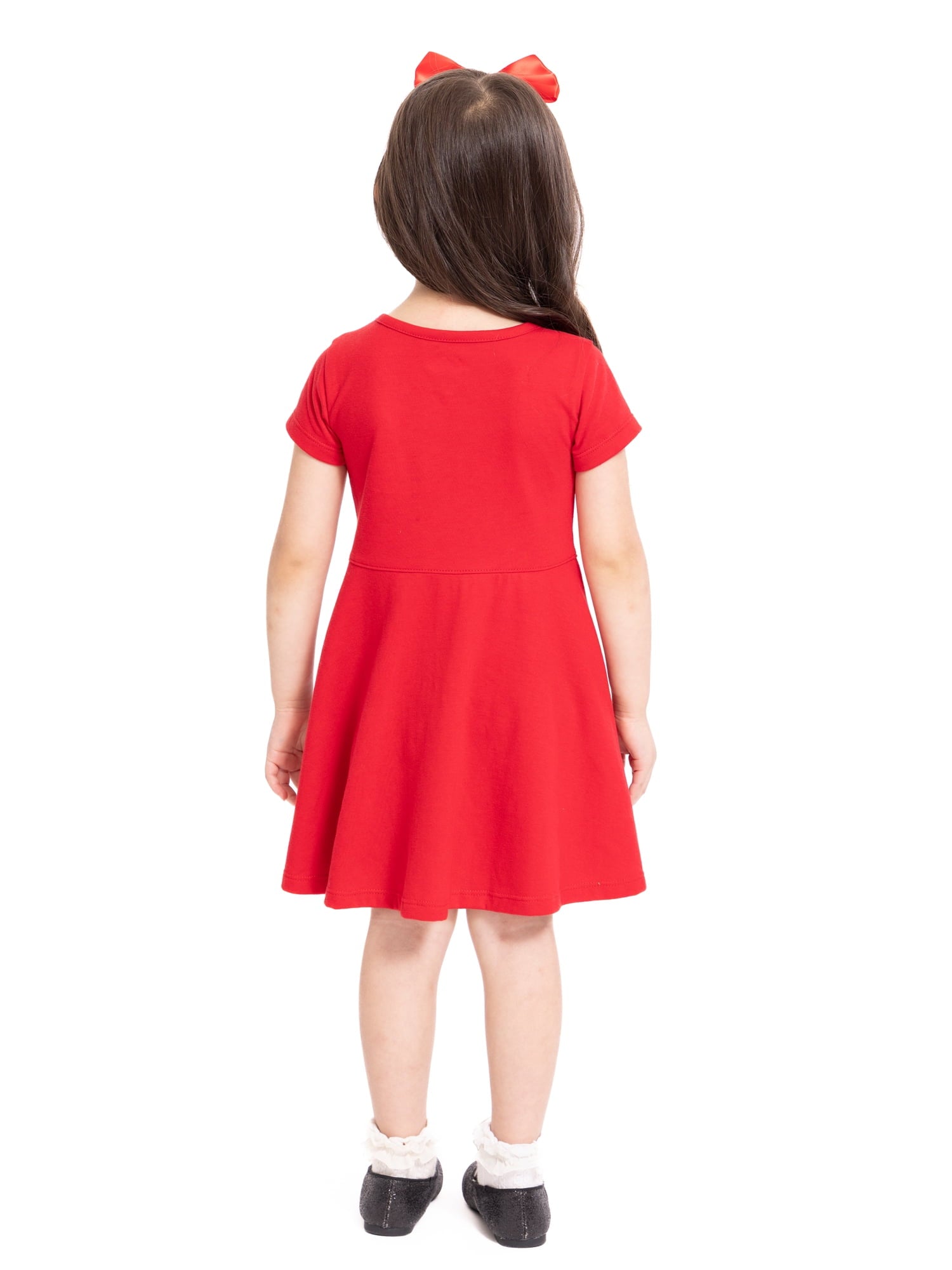 Minnie Mouse Toddler Girls Graphic Print Skater Dress with Short Sleeves, Sizes 12M-5T