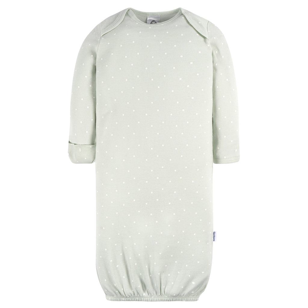 Gerber Baby Neutral Lap Shoulder Gowns, 4-Pack, Preemie-0/6 Months