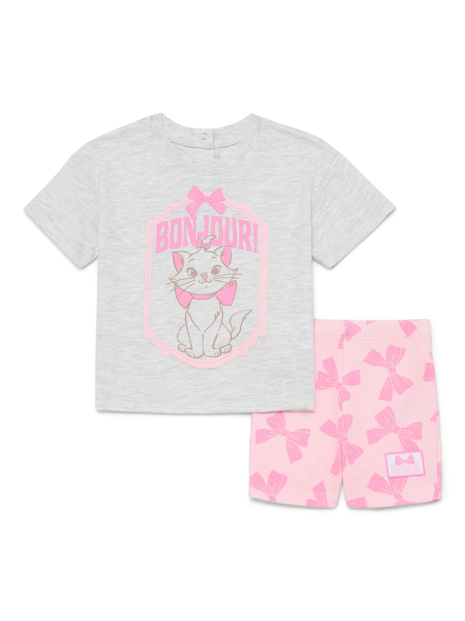 Disney Classics Marie Baby Girls Graphic Tee and Shorts Set, 2-Piece, Sizes 0/3M-24M