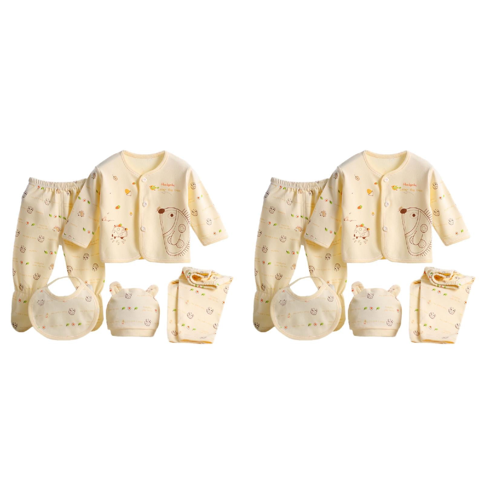 Fdrone 5PCS Baby Clothes Newborn Boys Girls Baby Layette Sets Soft Cotton Clothes Long Sleeve Tops Hat Pants Bib Suit Outfit Dolls Gift Set