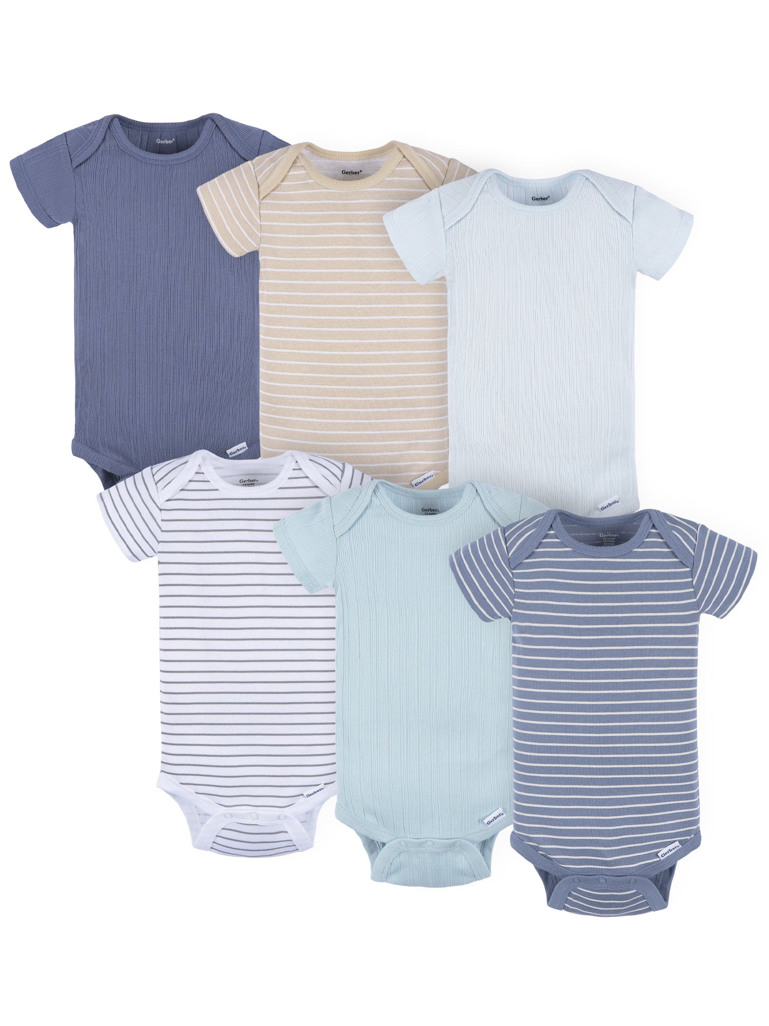 Gerber Baby Neutral 6-Pack Short Sleeve Bodysuits, Sizes Preemie - 24 Months