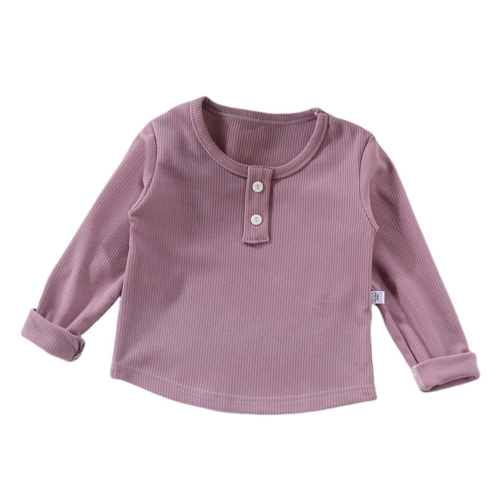 HAOTAGS Girls Long Sleeve Blouses, Autumn Round Neck Casual Nylon Tops Gray 2 Years