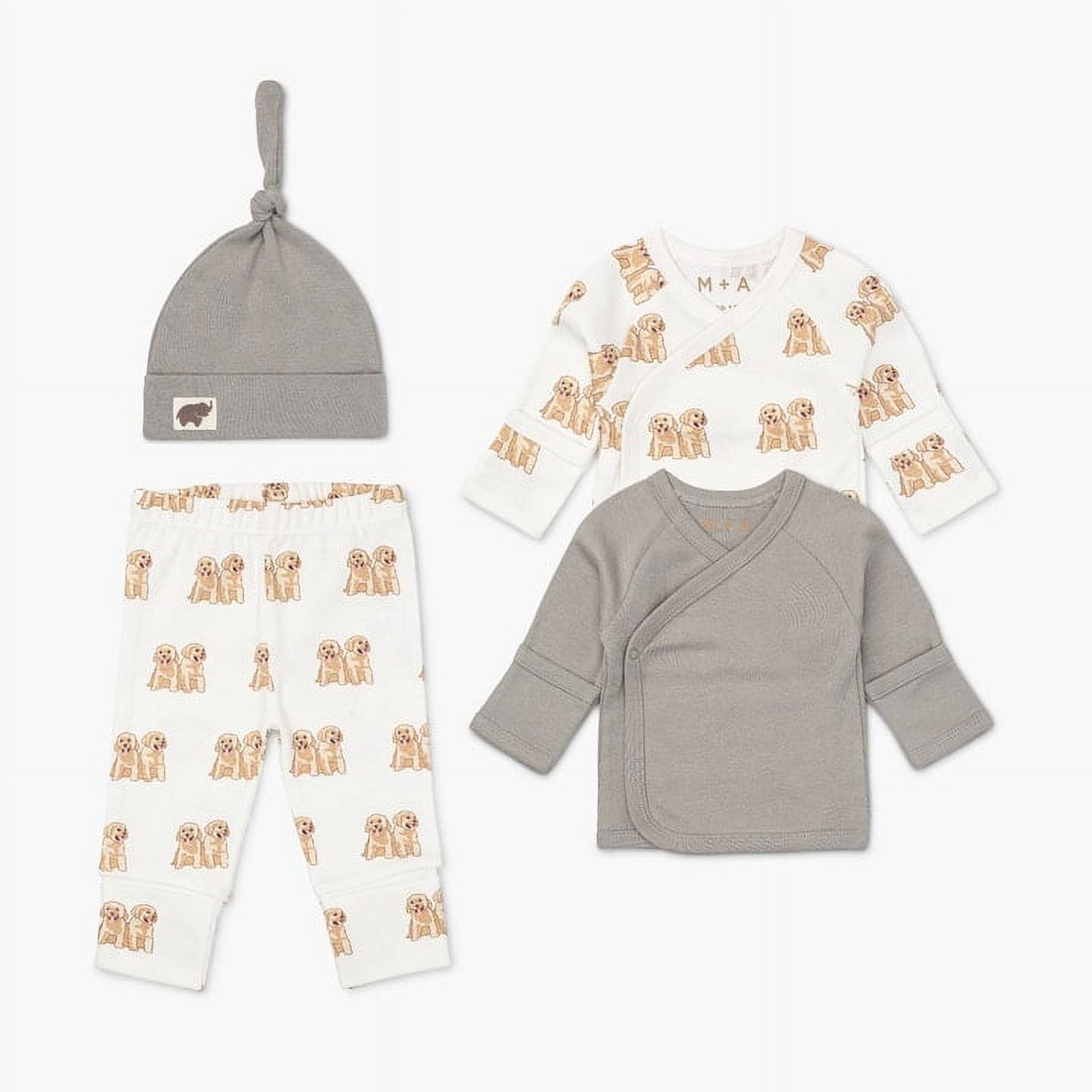 M+A by Monica + Andy Organic Cotton Gender Neutral Baby 4pc Cuddle Box, Sizes Preemie-0-3M