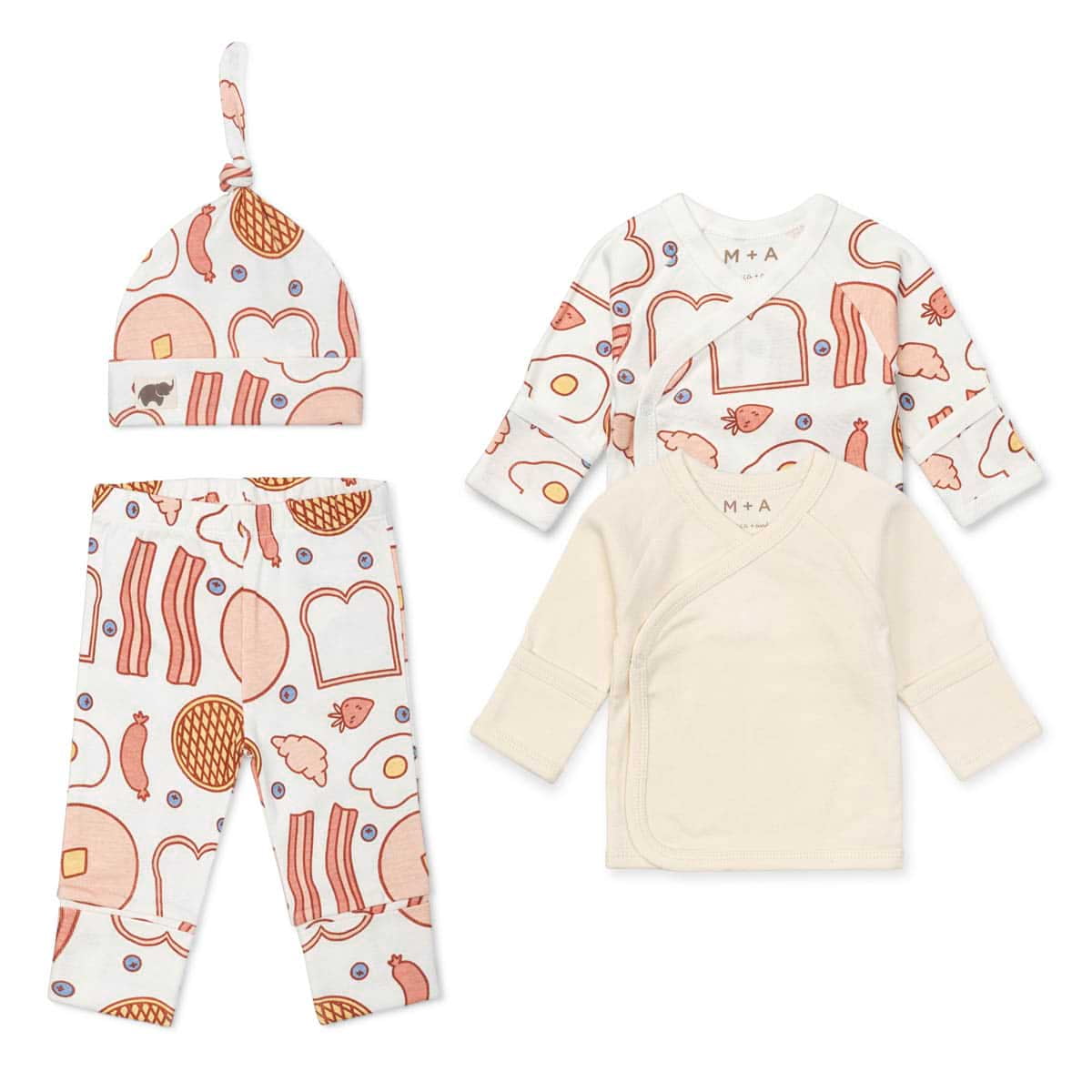 M+A by Monica + Andy Organic Cotton Gender Neutral Baby 4pc Cuddle Box, Sizes Preemie-0-3M