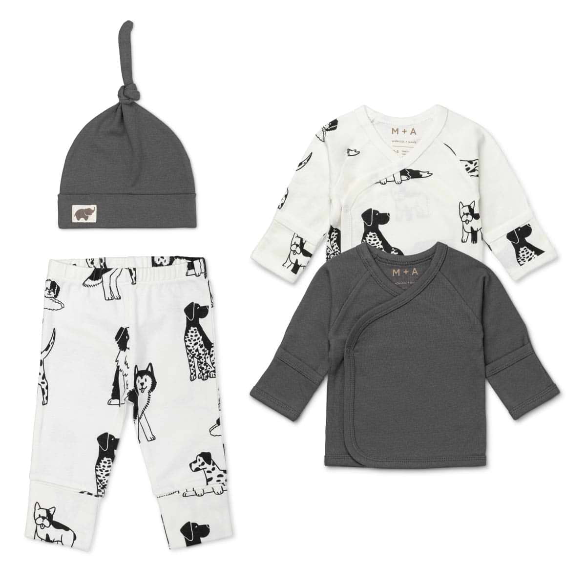 M+A by Monica + Andy Organic Cotton Gender Neutral Baby 4pc Cuddle Box, Sizes Preemie-0-3M