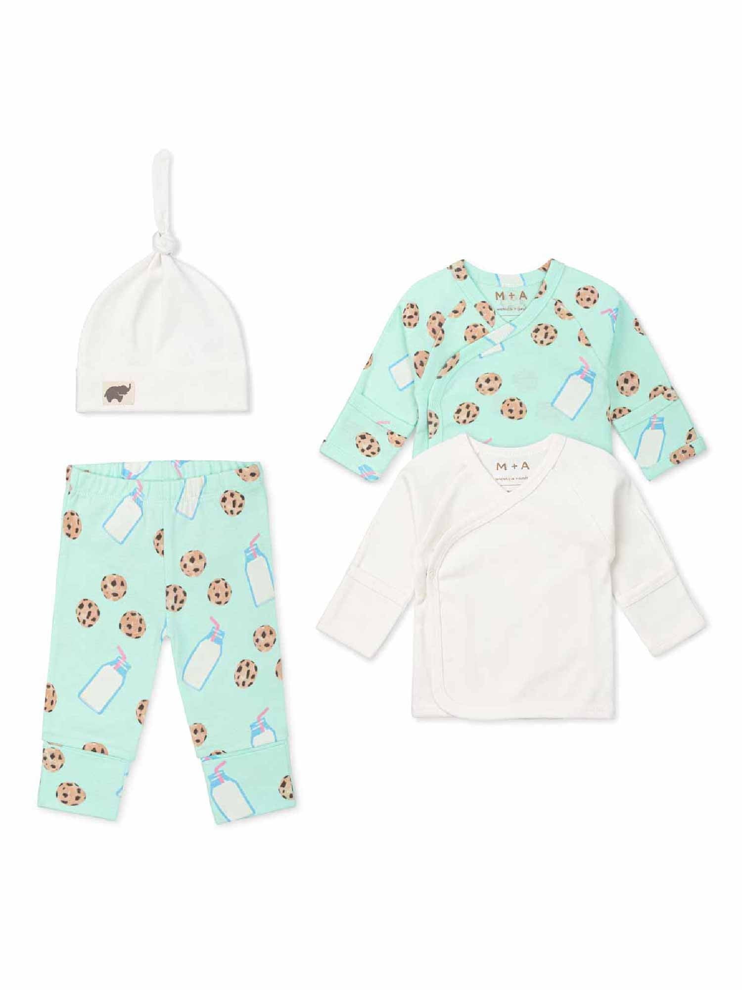 M+A by Monica + Andy Organic Cotton Gender Neutral Baby 4pc Cuddle Box, Sizes Preemie-0-3M