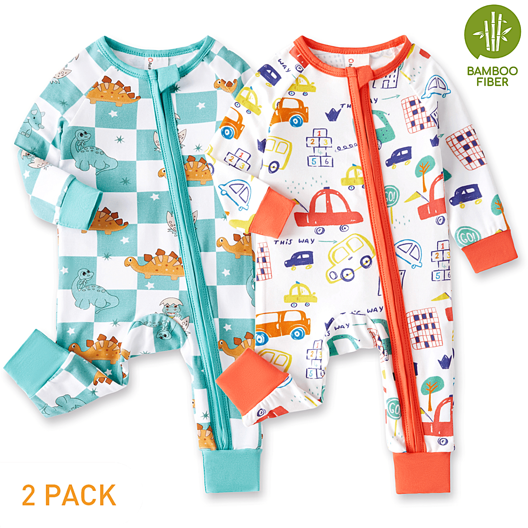 PatPat Baby Girl Clothes Unisex Viscose from Bamboo Footless Zip Sleepwear Long Sleeve Snug Fit Baby Pajamas for Newborn Infant Boys Girls Baby Gifts Sleeper 2Pack,0-3 Months