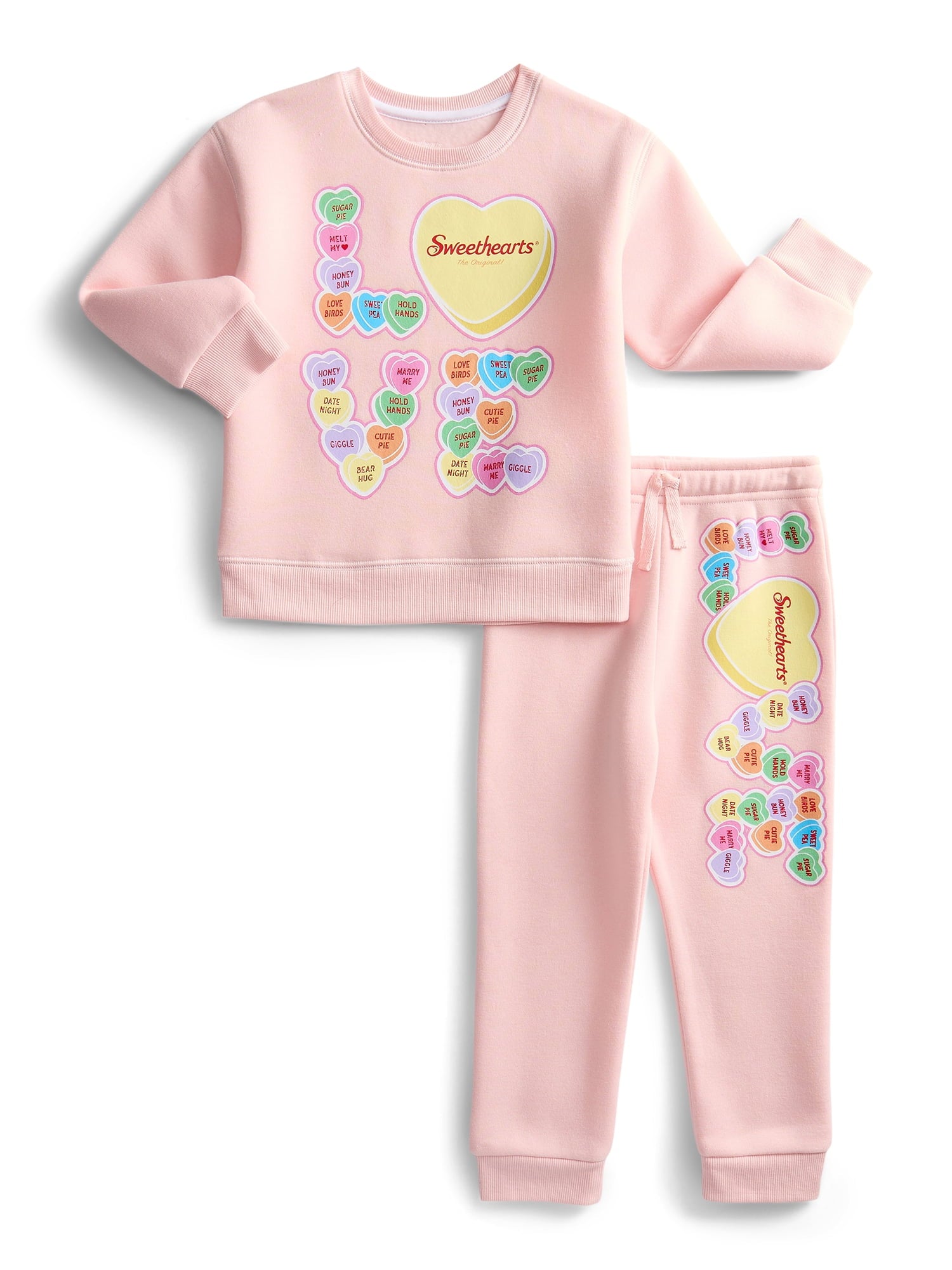 Valentine's Day Sweethearts Candy Unisex Toddler Graphic Sweatshirt and Jogger Pants Set, 2-Piece, Sizes 12M-5T