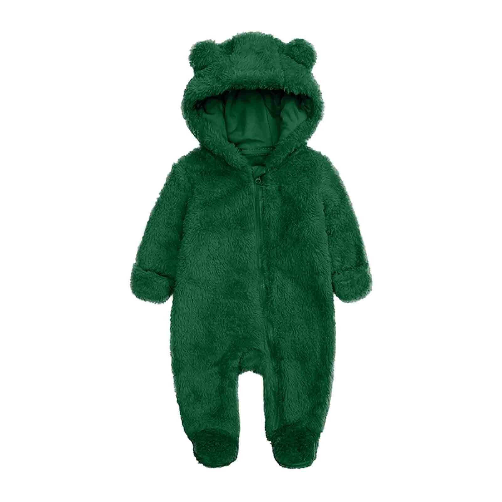 ZyeKqe Winter Baby Clothes Warm Fleece Thick Onesie Ear Hooded Jumpsuits Newborn Boys Girls Romper Kids Coats Jackets