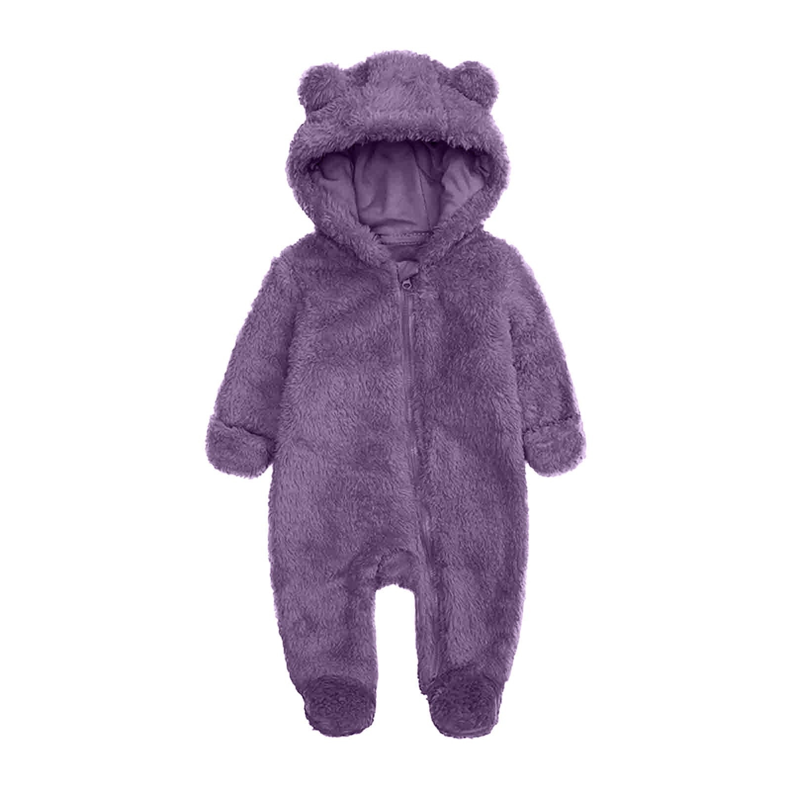 ZyeKqe Winter Baby Clothes Warm Fleece Thick Onesie Ear Hooded Jumpsuits Newborn Boys Girls Romper Kids Coats Jackets