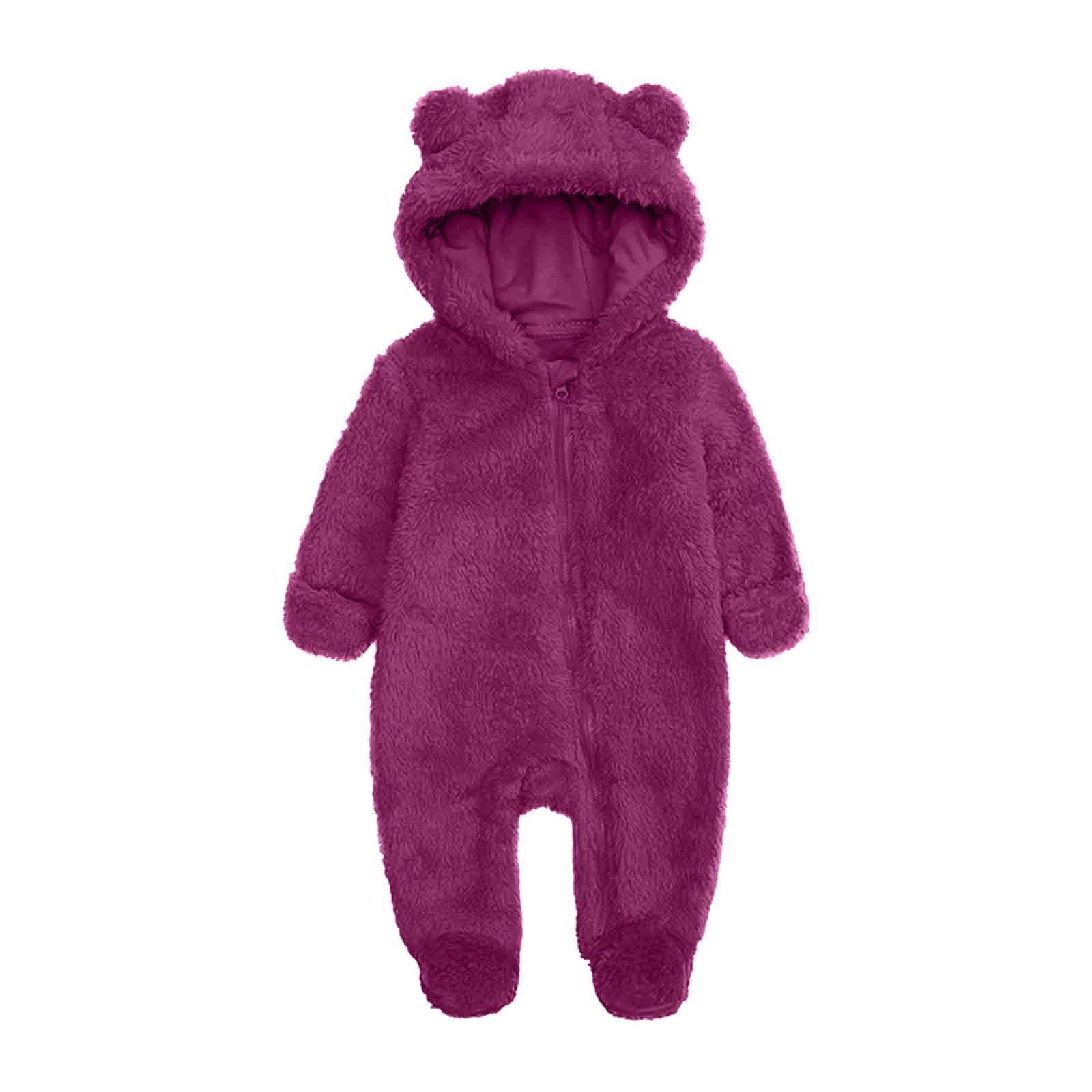 ZyeKqe Winter Baby Clothes Warm Fleece Thick Onesie Ear Hooded Jumpsuits Newborn Boys Girls Romper Kids Coats Jackets