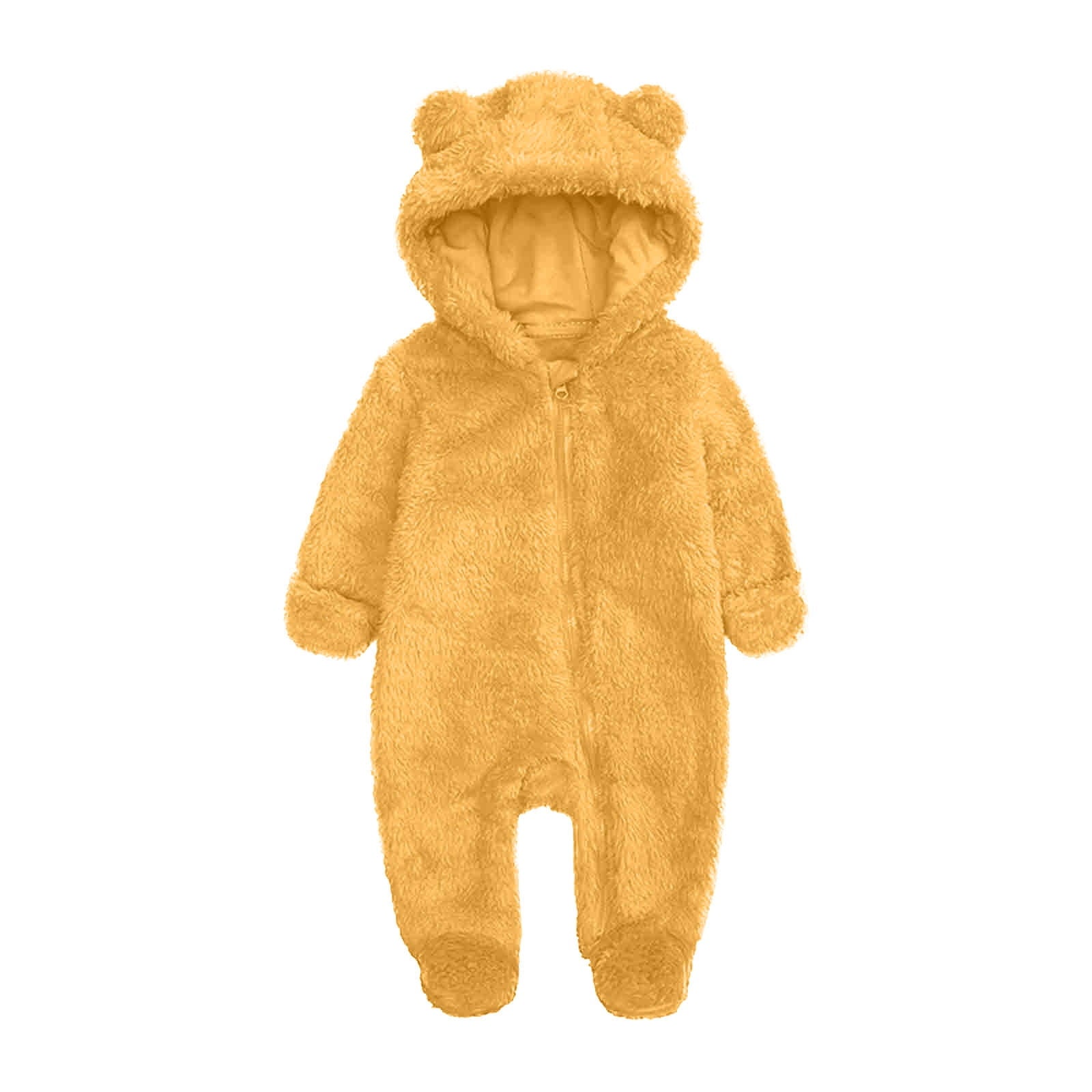 ZyeKqe Winter Baby Clothes Warm Fleece Thick Onesie Ear Hooded Jumpsuits Newborn Boys Girls Romper Kids Coats Jackets