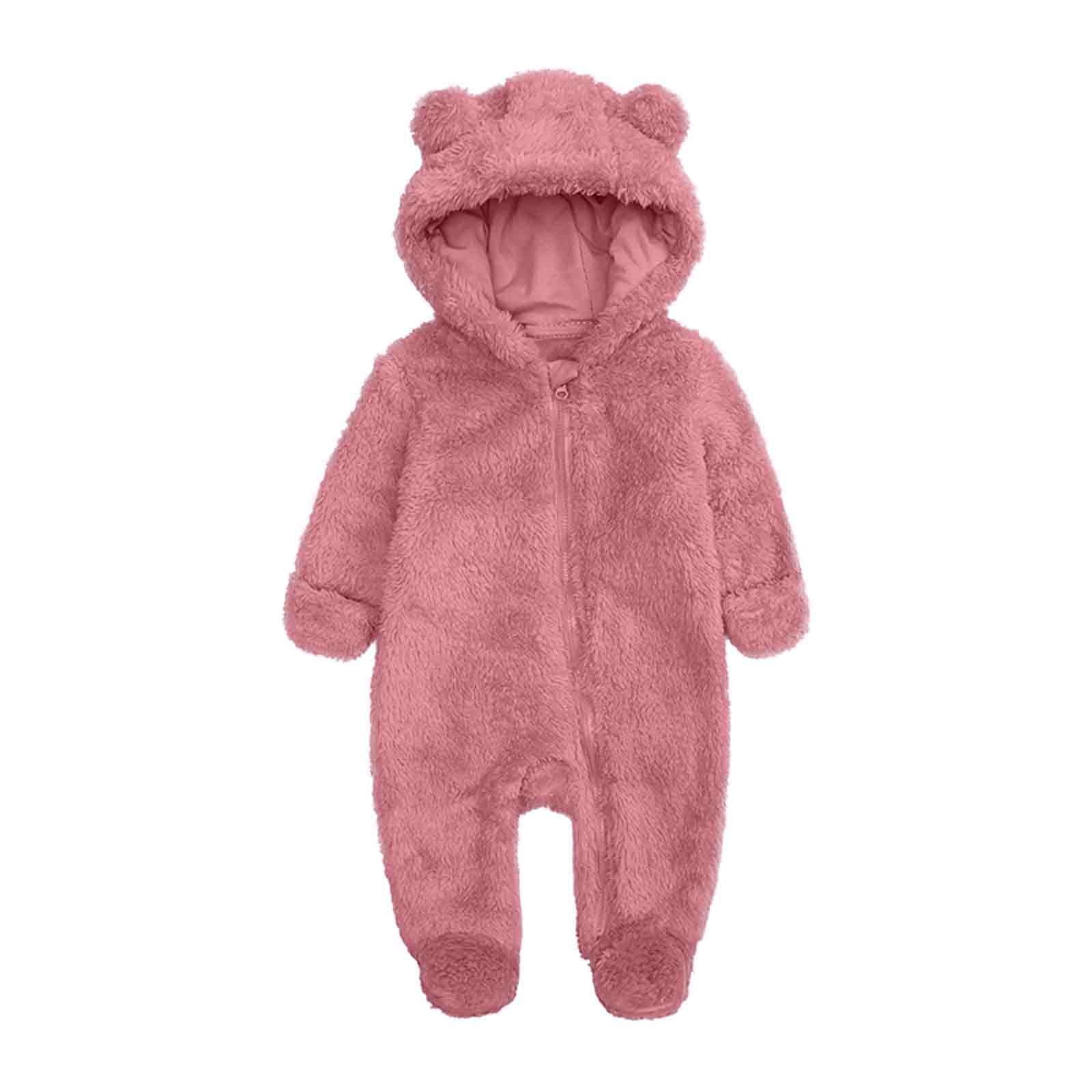 ZyeKqe Winter Baby Clothes Warm Fleece Thick Onesie Ear Hooded Jumpsuits Newborn Boys Girls Romper Kids Coats Jackets