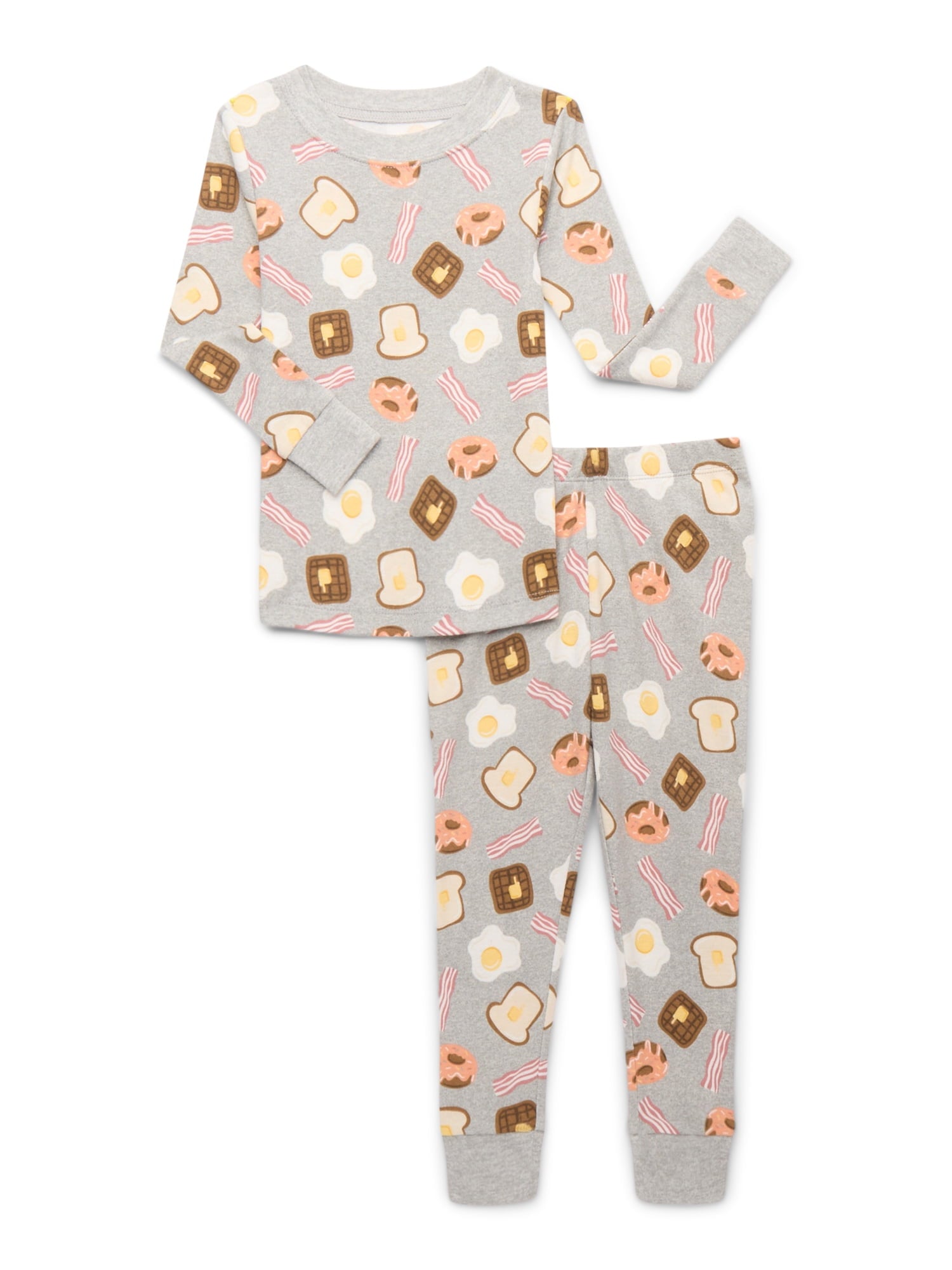 Wonder Nation Toddler Boys or Girls Snug-Fit Cotton Long-Sleeve Top and Pants Pajama Set, 2-Piece, Sizes 12M-5T