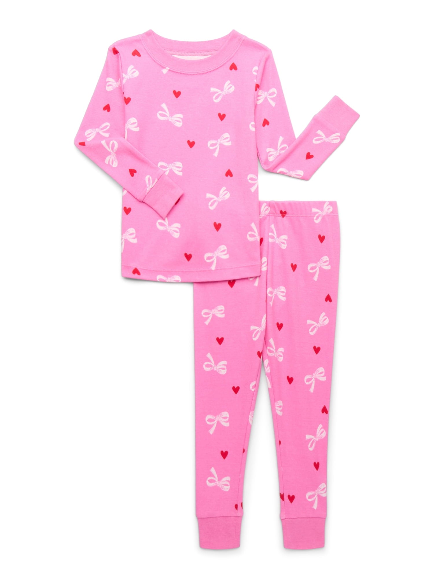Wonder Nation Toddler Boys or Girls Snug-Fit Cotton Long-Sleeve Top and Pants Pajama Set, 2-Piece, Sizes 12M-5T