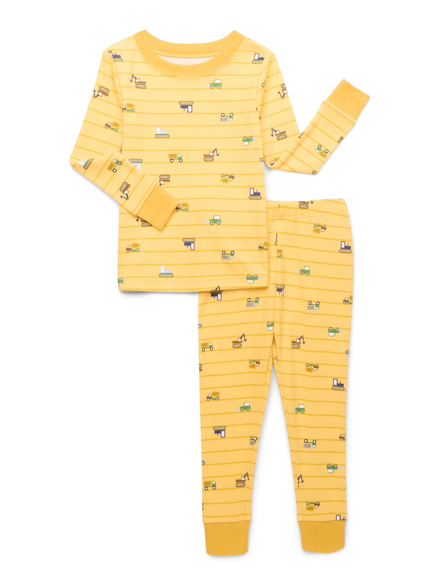 Wonder Nation Toddler Boys or Girls Snug-Fit Cotton Long-Sleeve Top and Pants Pajama Set, 2-Piece, Sizes 12M-5T