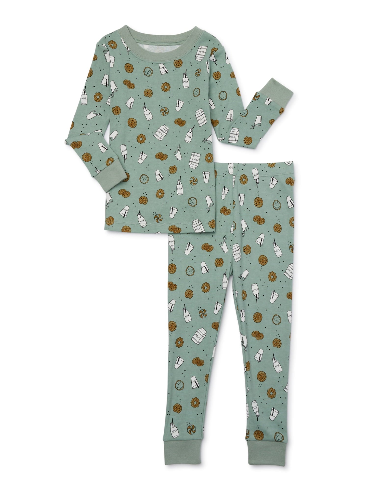 Wonder Nation Toddler Boys or Girls Snug-Fit Cotton Long-Sleeve Top and Pants Pajama Set, 2-Piece, Sizes 12M-5T