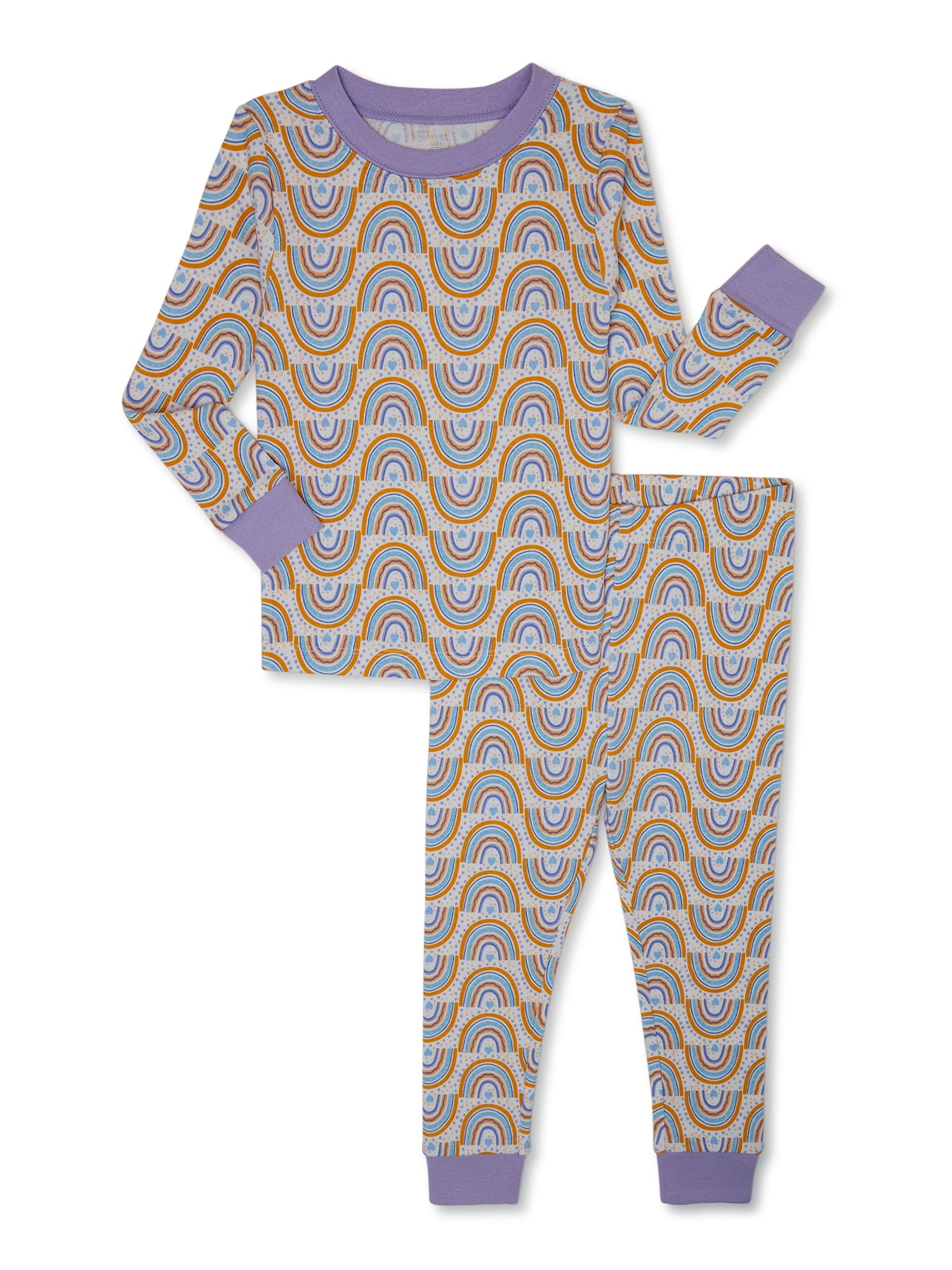 Wonder Nation Toddler Boys or Girls Snug-Fit Cotton Long-Sleeve Top and Pants Pajama Set, 2-Piece, Sizes 12M-5T