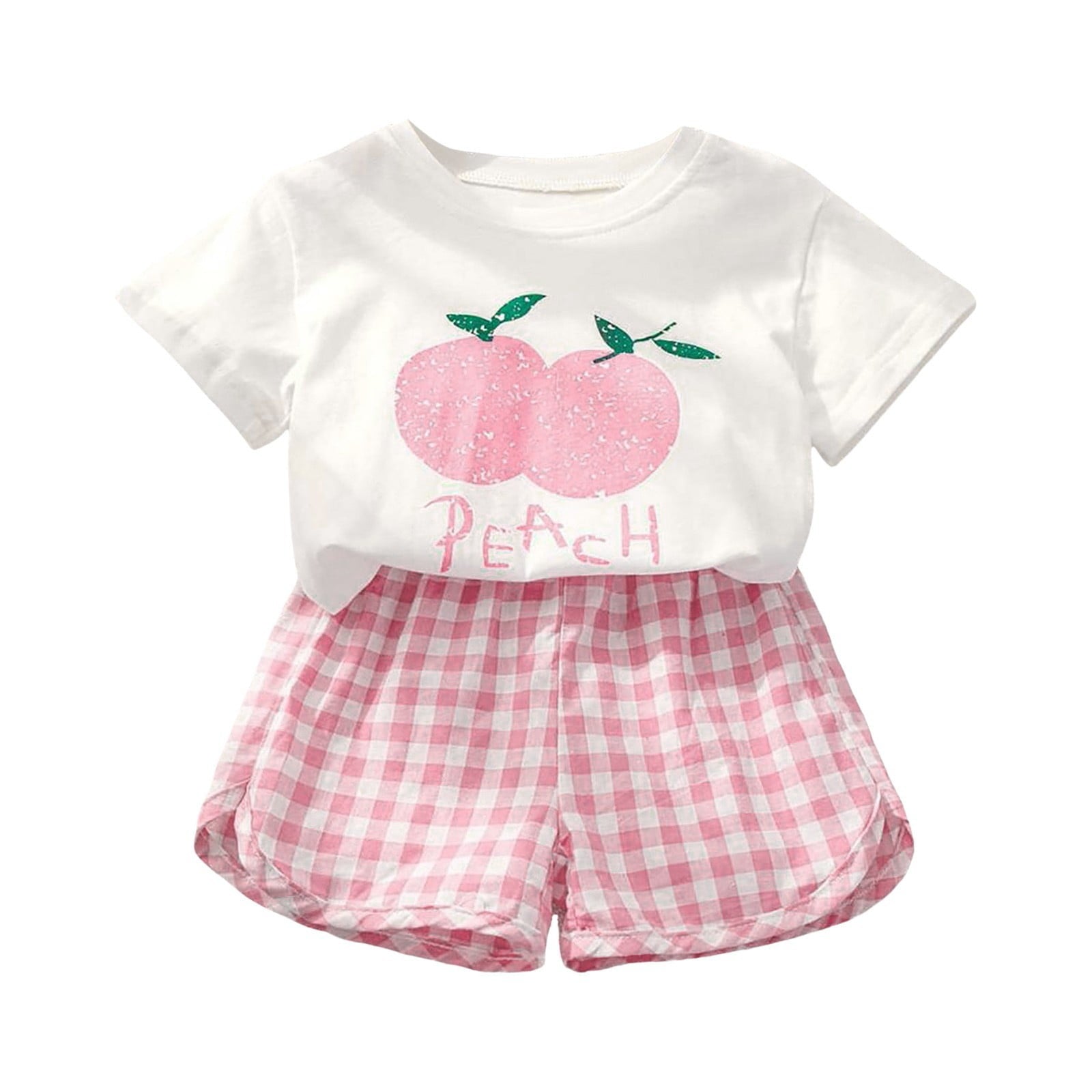 Zanarzt Baby Girl Clothes Newborn Spring Toddler Baby Girl Summer Clothes Daddys Girl Plaid T Shirt Top Shorts Set Outfit Pink,12-18 Months