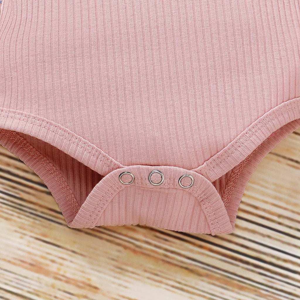 Odeerbi Baby Girls Clothes Infant Ruffle Long Sleeve Floral Print Bodysuit 3PCS Baby Layette Set