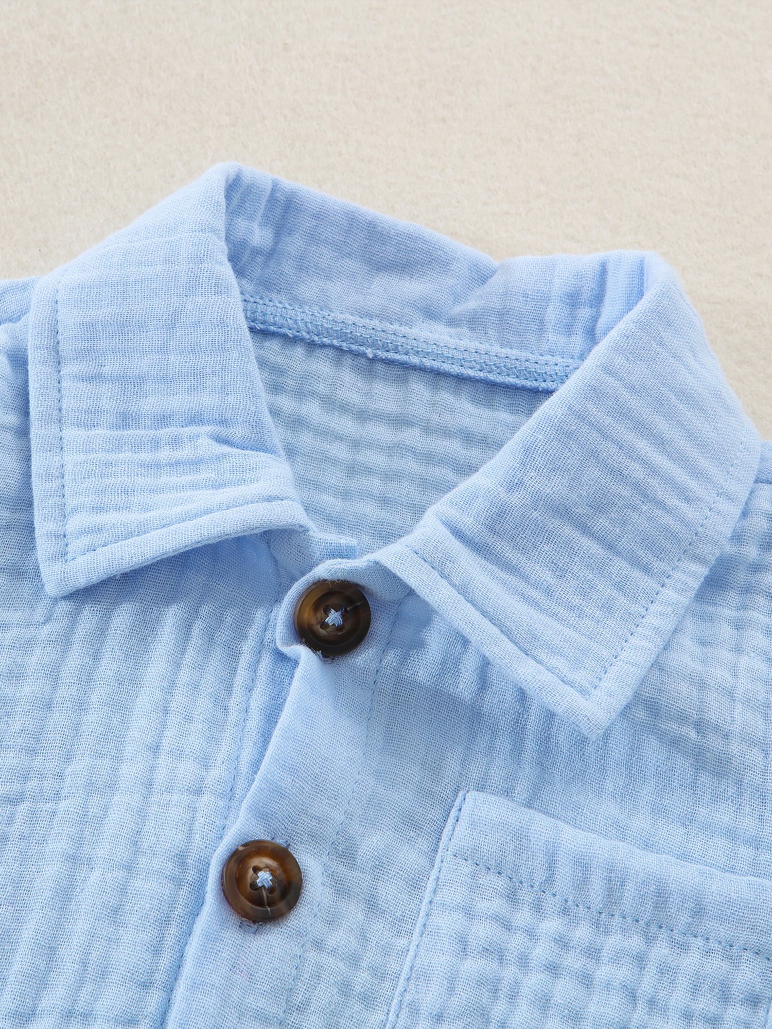 Baby Boys Clothes Set 6M 12M 18M 24M 3Y Infant Boys Button-Down Shirt Tops + Cotton Gauze Shorts Summer Outfit 2PCS with Pockets