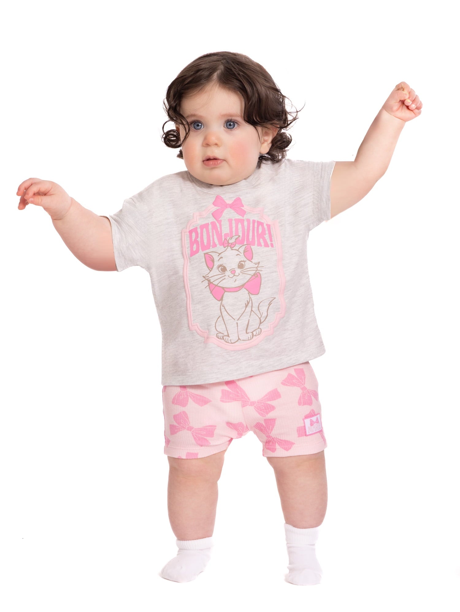 Disney Classics Marie Baby Girls Graphic Tee and Shorts Set, 2-Piece, Sizes 0/3M-24M
