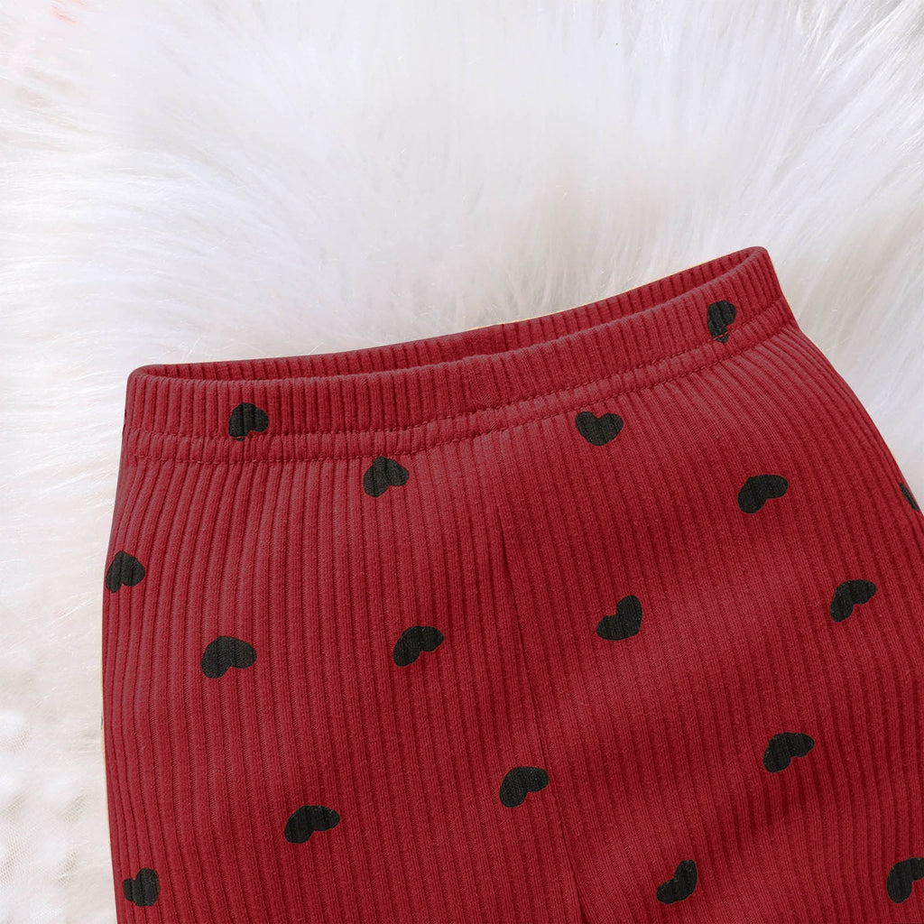 yillto Toddler Girls 2 Piece Set Crew Neck Print Long Sleeve Pullover Top Stretch Waist Straight Leg Pants Set