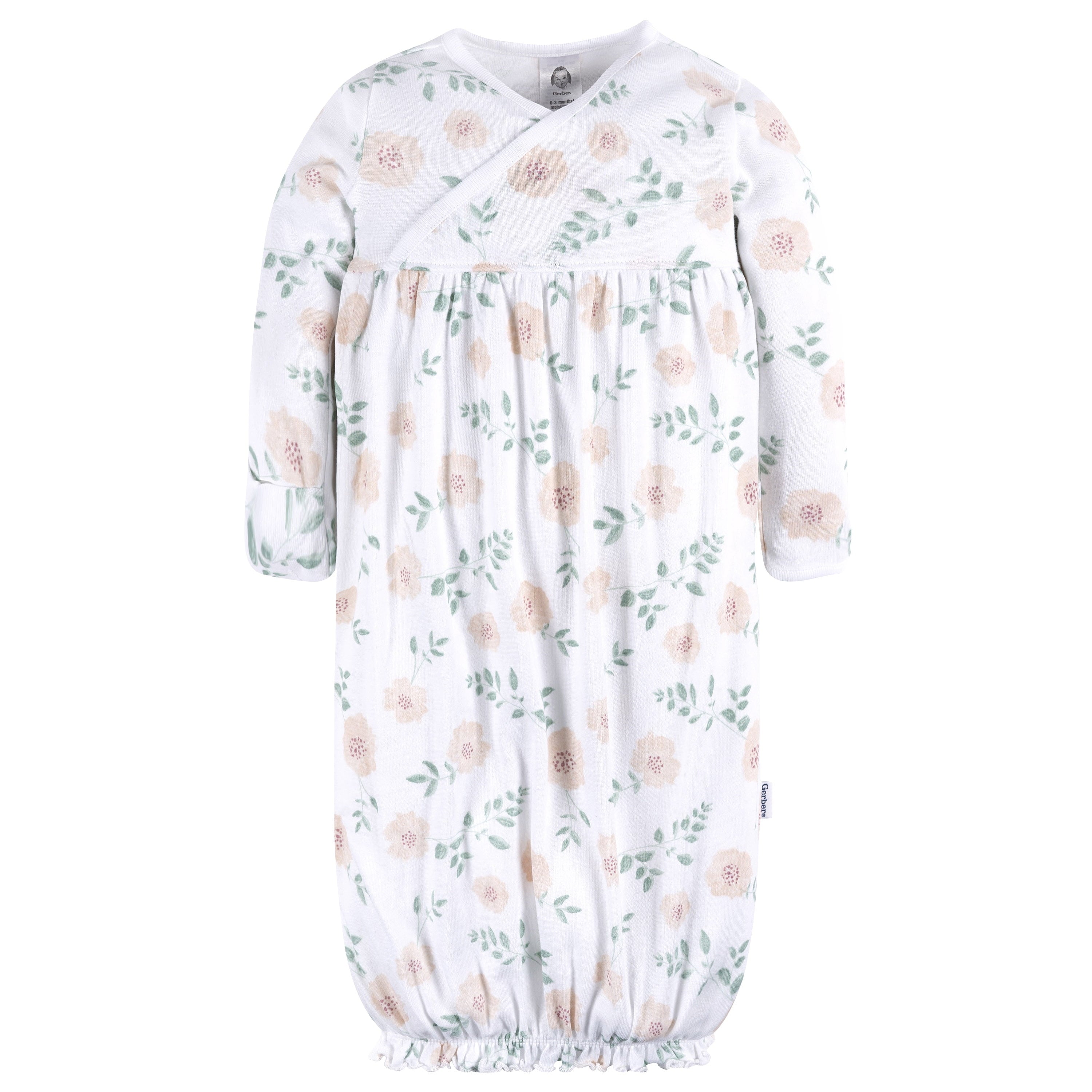 Gerber Baby Neutral Lap Shoulder Gowns, 4-Pack, Preemie-0/6 Months