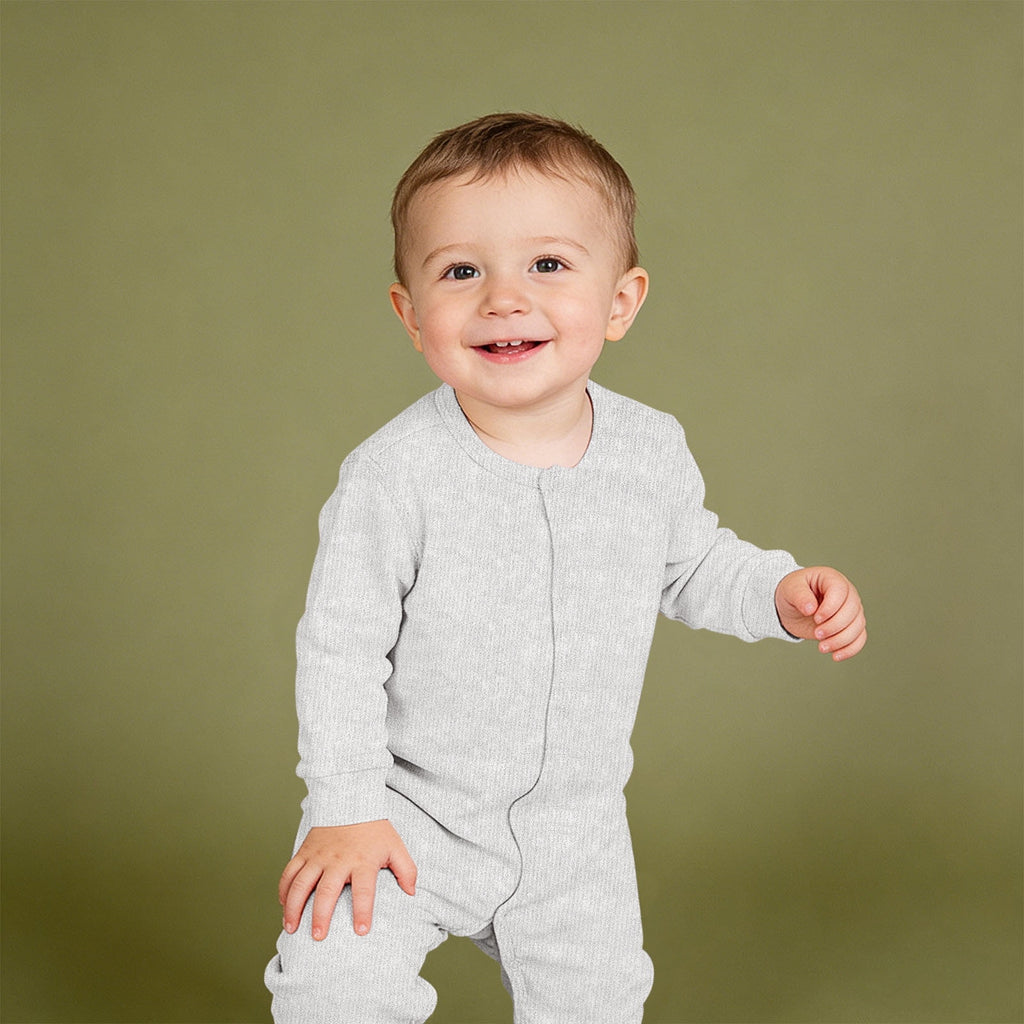 Baby Infant Onesies Soft Cotton Knit Bodysuit Toddlers Newborn Clothes 3M-18M Long Sleeve Button Up Rompers (12-18 Months, Gray)